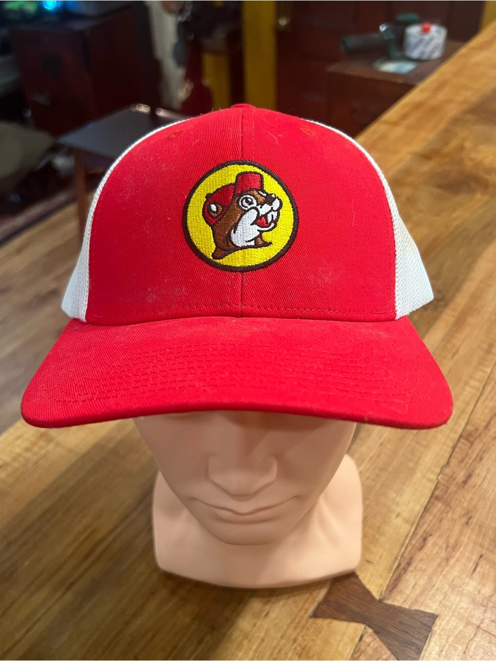 Buc-ee's Red & White Trucker Hat with Beaver Logo
